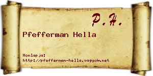 Pfefferman Hella névjegykártya